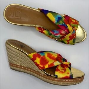 Etienne Aigner Womens Watercolor Tie Dye Wspadrille Wedge Sandal size 9
